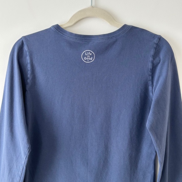Life Is Good Blue Cotton Total Eclipse Long Sleeve Crusher Tee - Picture 12 of 16
